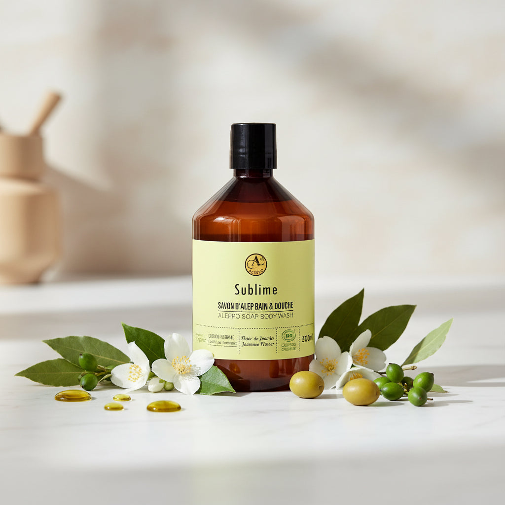 Savon d'Alep bain & douche Fleur de Jasmin,
